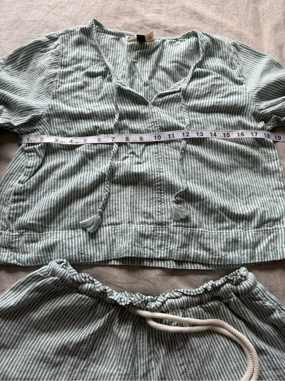 Universal Thread Sage Green Striped Lounge Top & Drawstring Shorts - Picture 5 of 8